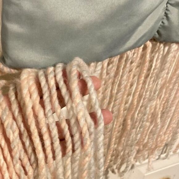 RAINBOW Wall Hanging Tapestry with Wool Yarn Fringe Hanging Hooks 45 x 22 inches - Picture 7 of 10